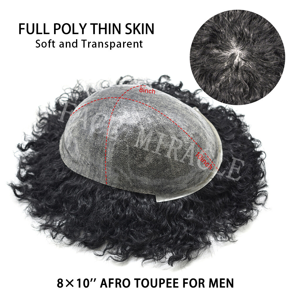 Afro Toupee for Black Men Kinky Curly Hair Units for Man Brazilian Human Hair