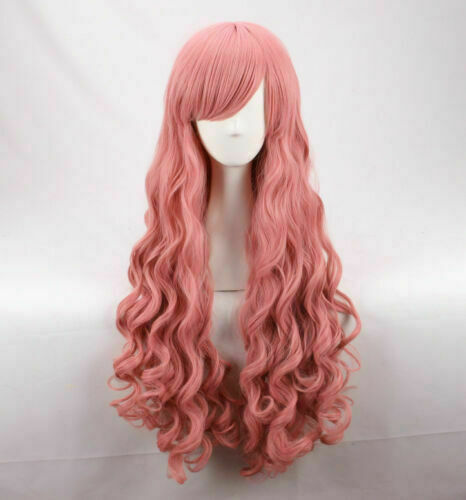 For Cosplay Zero no Tsukaima Louise 95CM Long Pink Wave Curly Wig+ WIG CAP