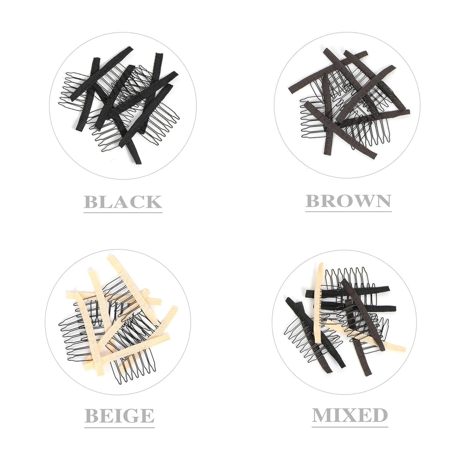 20 Pack Black Wig Combs with 7 Teeth for Securing and Making Wig Caps