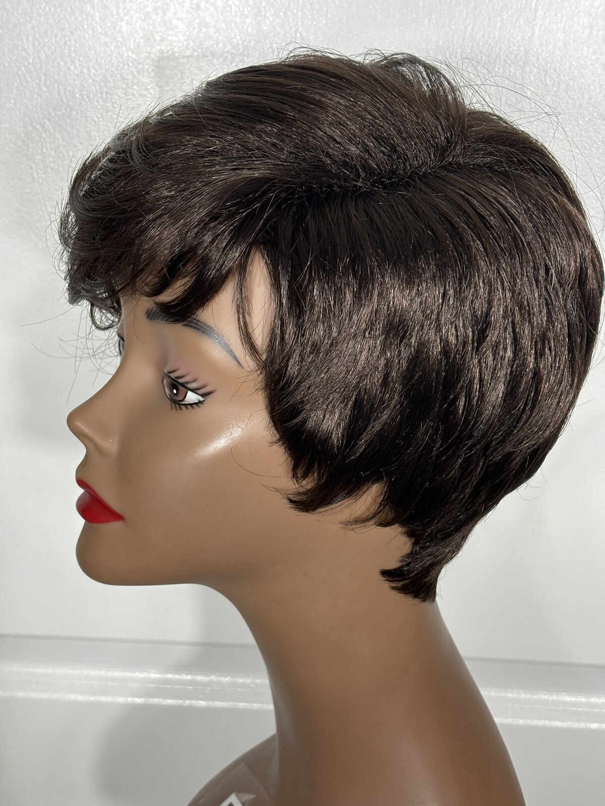 Diana Bohemian Asymmetrical Wig size Average Dark Brown Left Part CLEAN GUC J-5