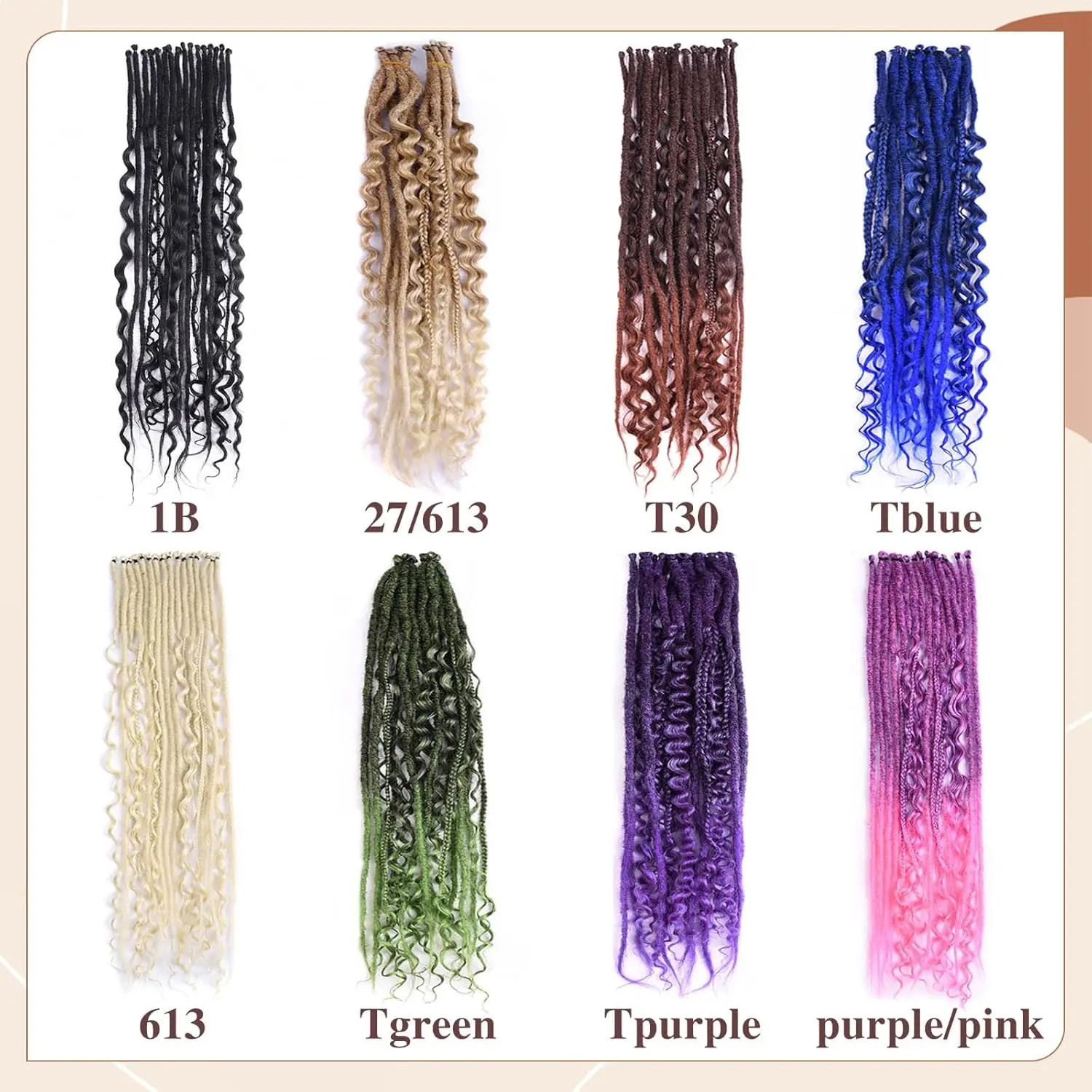 Hippie Style 3 In 1 Mixed Single End Dreadlocks 24 Inch 8 Strands Synthetic