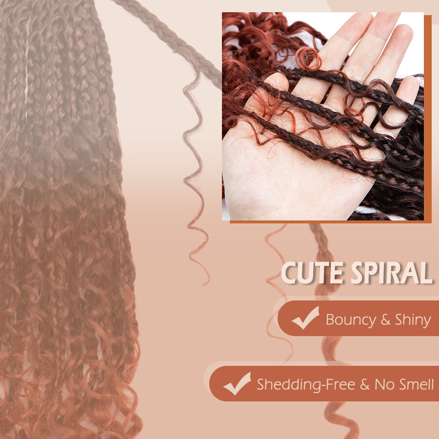 Goddess Bohemian Box Braids Boho Curly Crochet Hair Braiding Hair Extension US