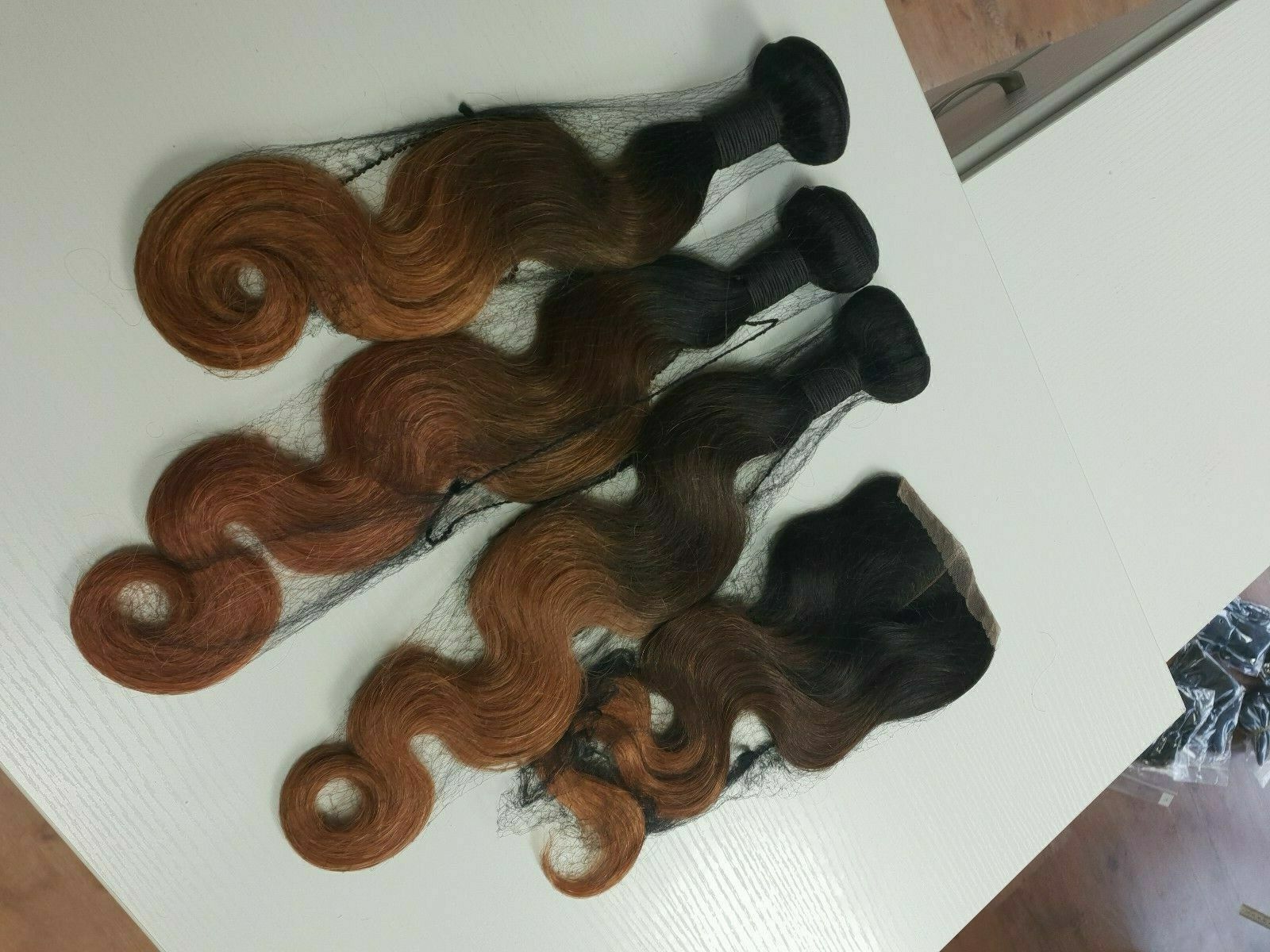 12A 3TONE OMBRE 1B/4/30 BRAILIAN VIRGIN HUMAN HAIR BODY WAVE 16+18+20&16 CLOSURE