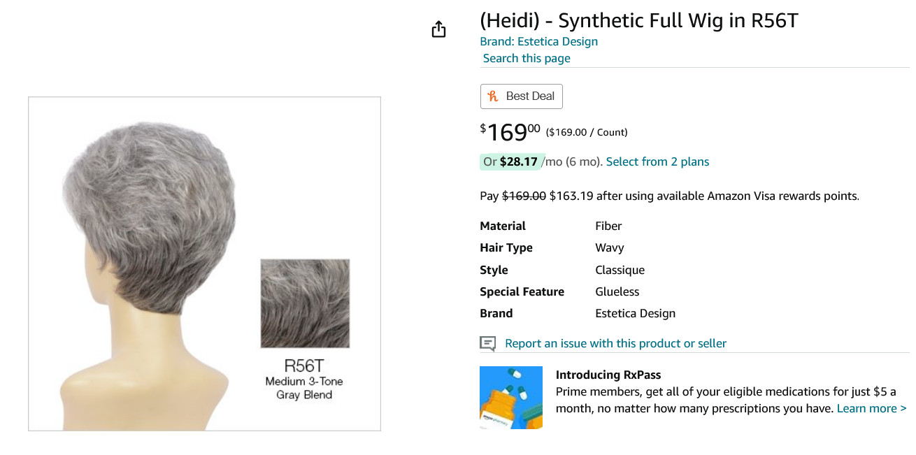 Lot of 2 Gray Shaded Wigs Short Aspen & Estetica Design R56T