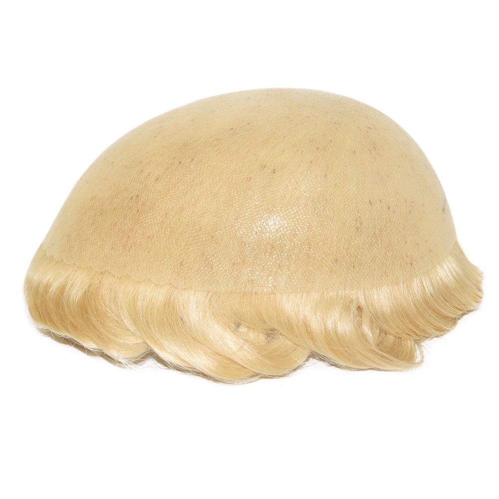 Mens Human Poly Skin Hair Toupee Replacement System Skin Toupee Hairpieces 8X10
