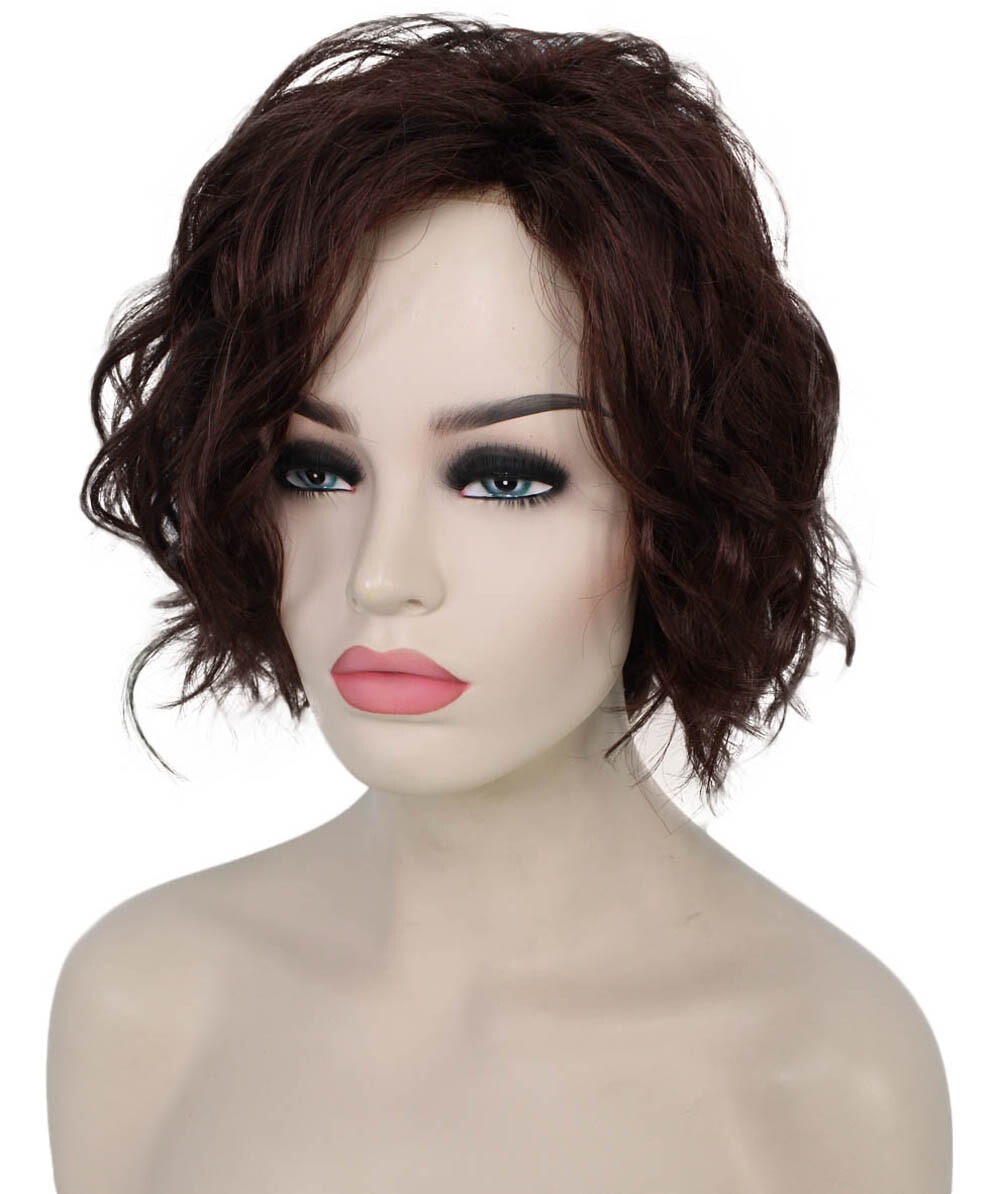 Marlene – Srraight Kanekalon Synthetic Fiber Full Wig, 4-10 in, Dark Auburn