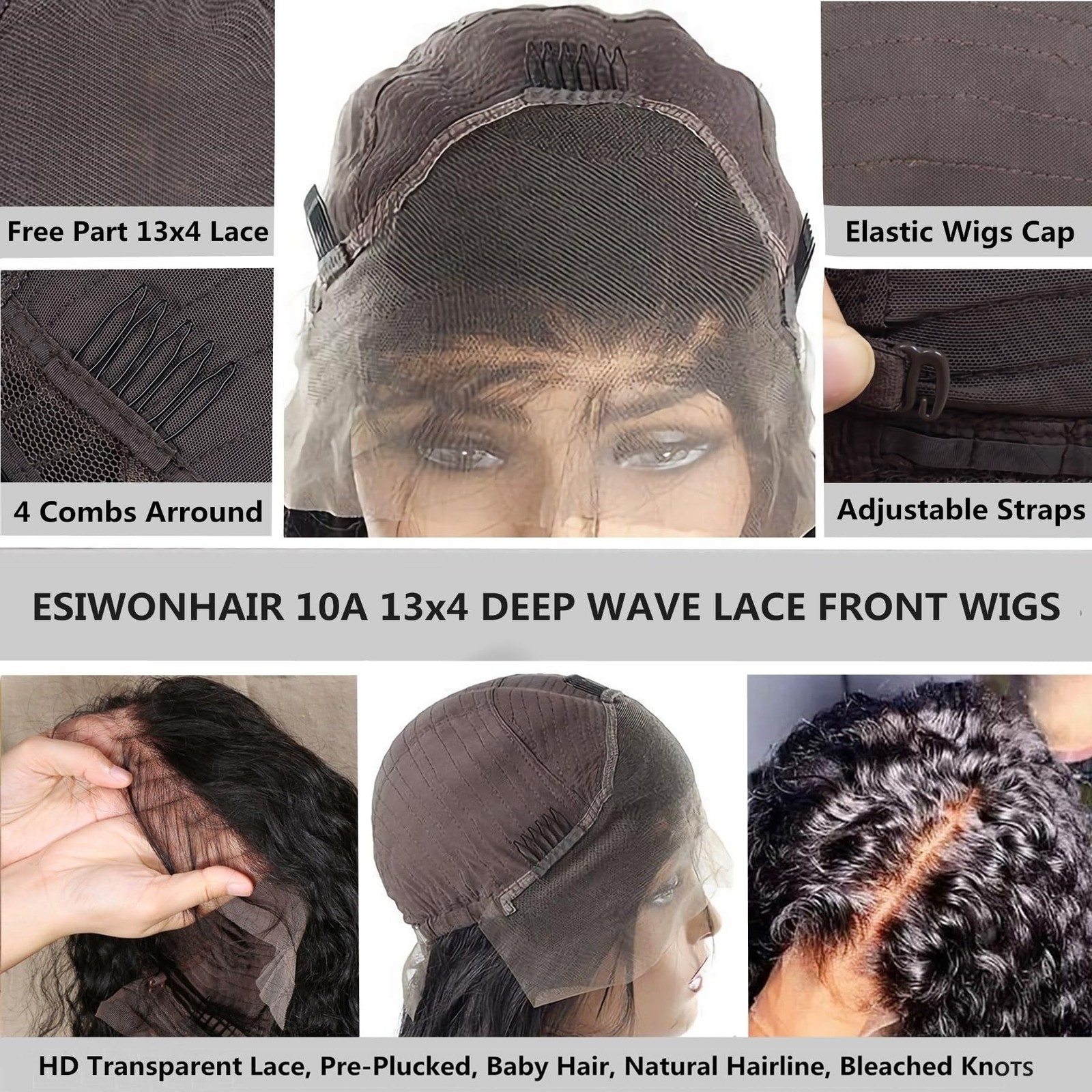 13×4 Deep Wave Wet and Wavy Lace Front Wigs Human Hair for Black Women Gluele…