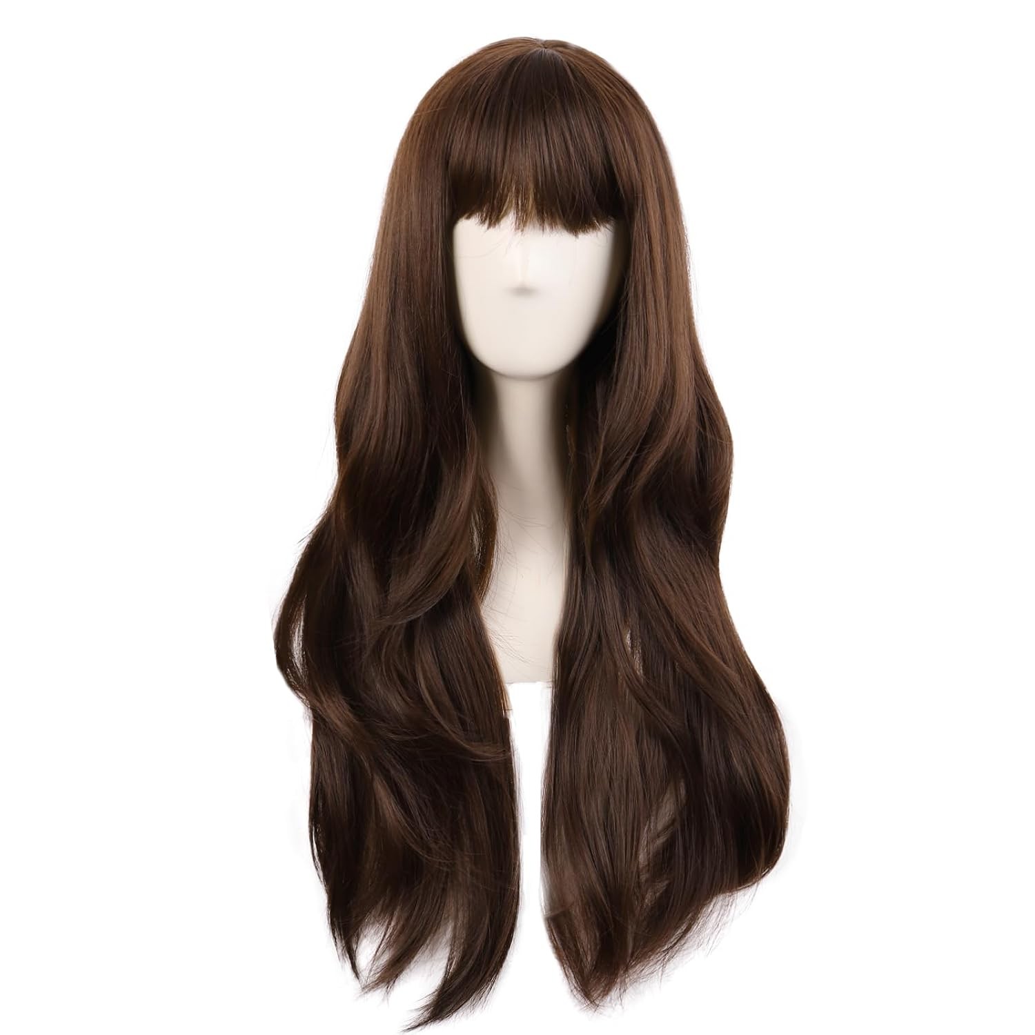 MapofBeauty 28 Inch/70 cm Long Curtain Bangs Synthetic Fiber Wavy Curly Heat Res