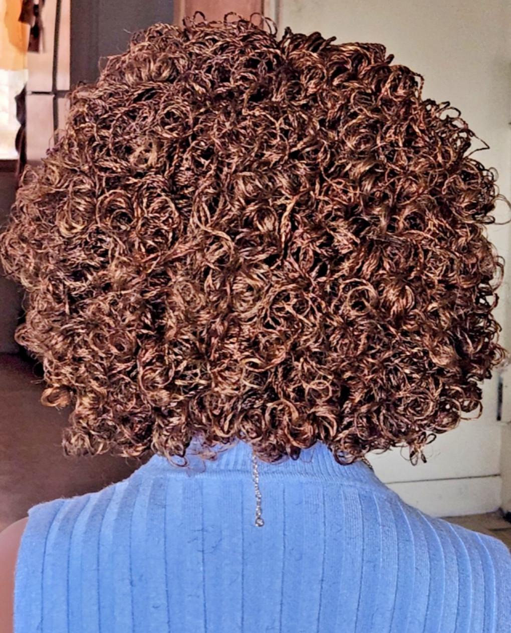 Handmade braided Senegalese twist curly wig Brown