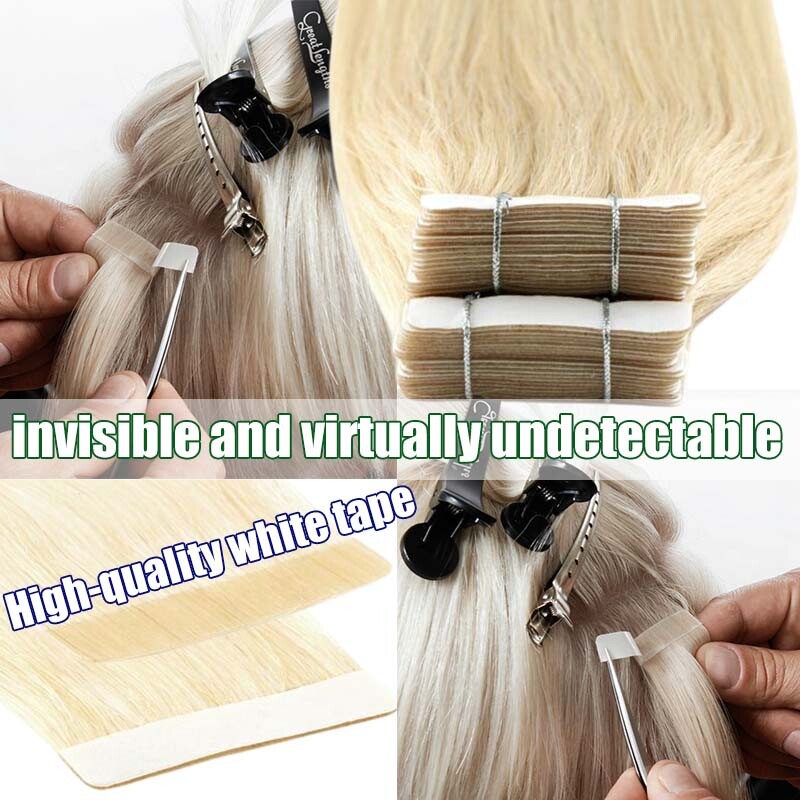 Tape In Stick 100% Remy 8A Human Hair Extensions Full Head Skin Weft Thick Long
