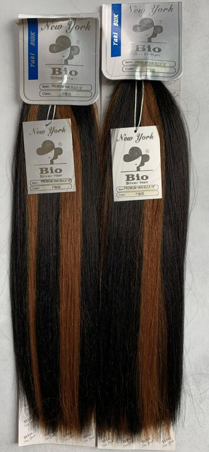 Human Hair Braiding Hair by Bio, Yaki Hair, 19-20″ Long, 2-Pack Bundle, #F1B/30
