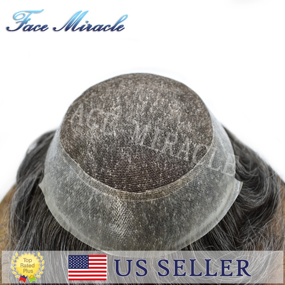 Mens Hairpieces Lace Center Mens Toupee Real Human Hair System Thin Poly Around