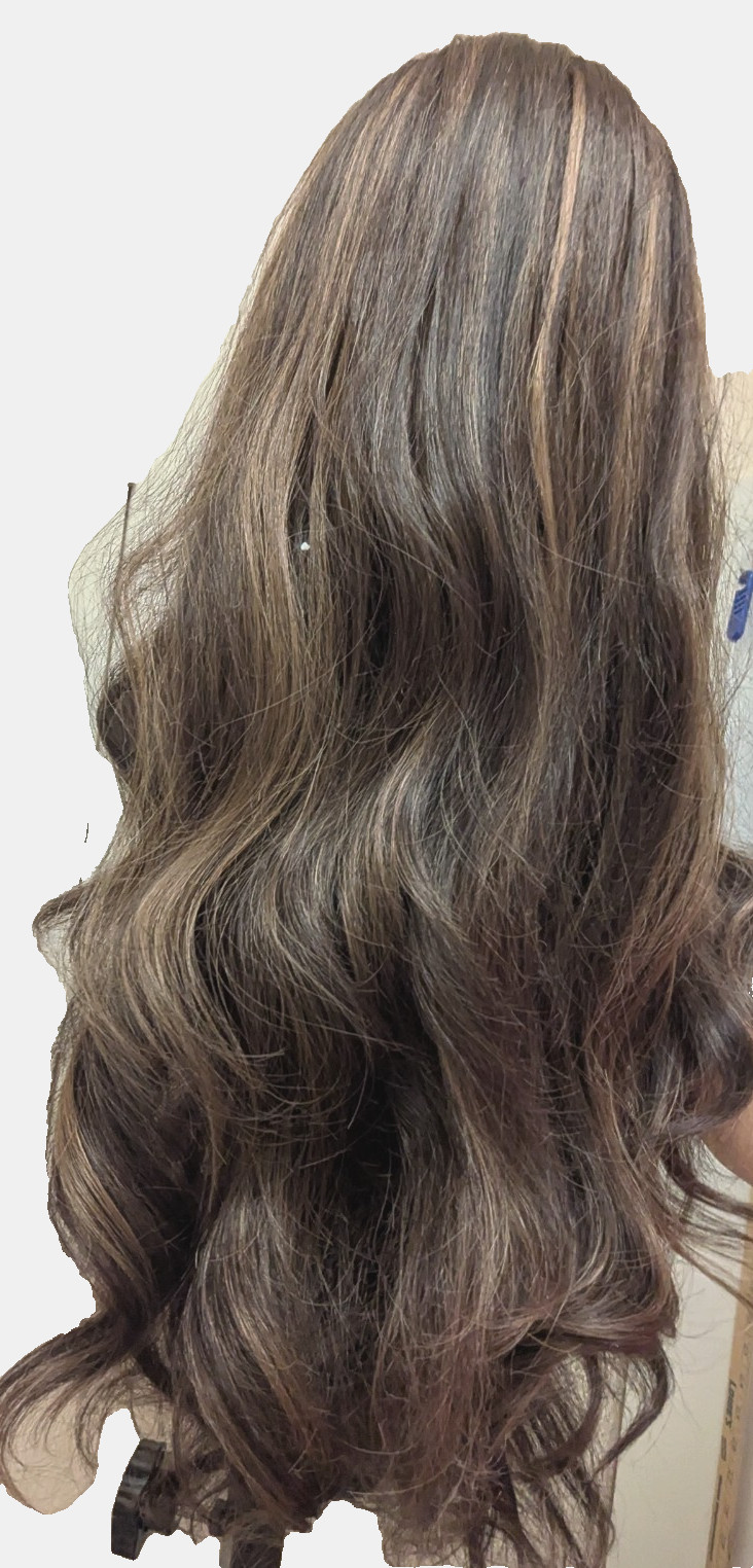 Long Mixed Brown Wavy Wig for Women Lace Front Cap Natural Looking 26″