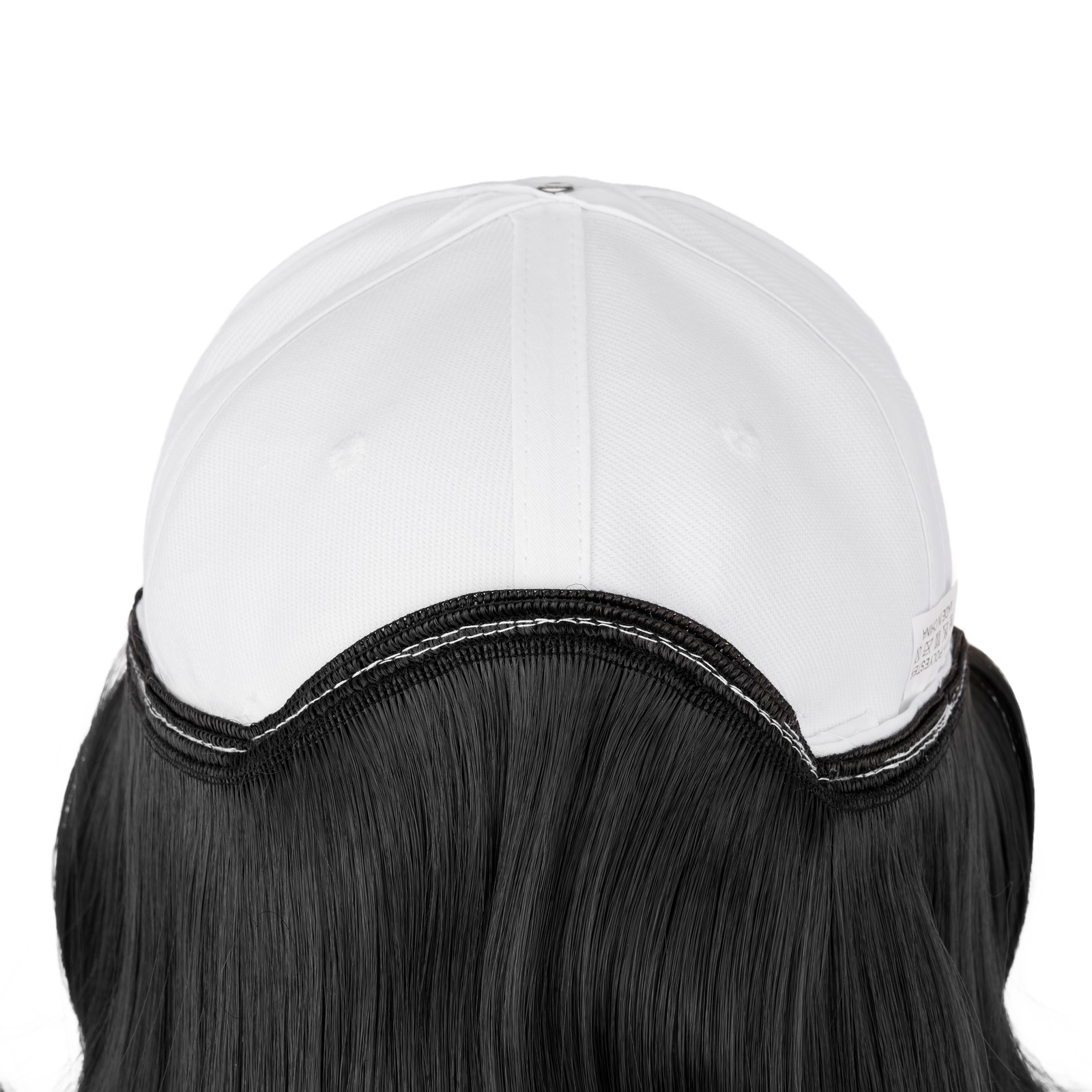 Instant Style Straight Cap Wig Adjustable White Baseball Hat Attached Hair