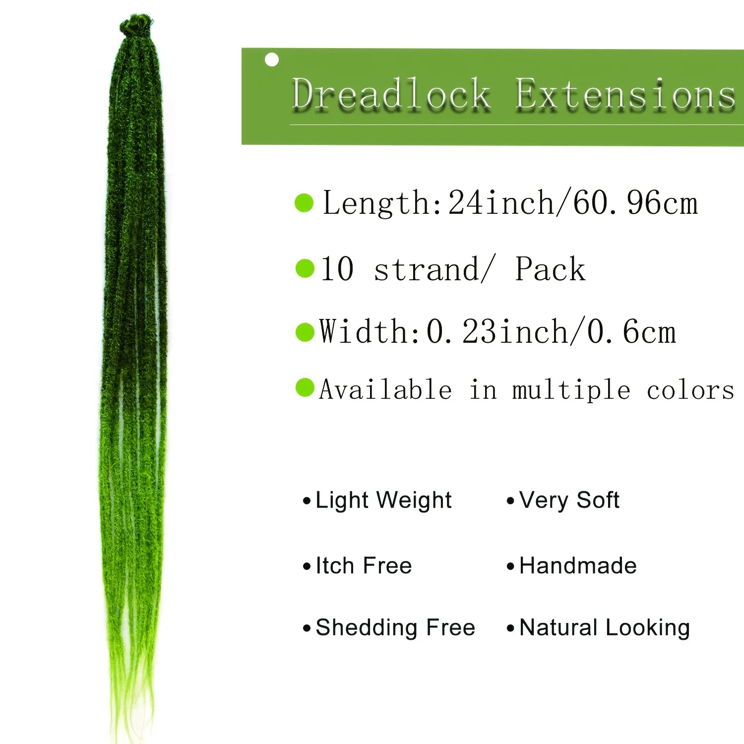 24 Inch Pre Stretched Dreadlock Extensions 1 Pack 10 Strands Synthetic Handmade