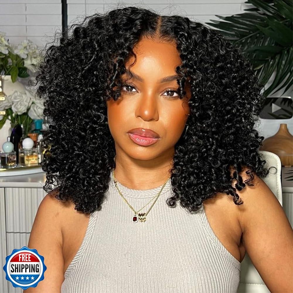 Skouty Bob Wig Human Hair Afro Kinky Curly 13×4 Frontal Lace Wig Human Hair 1