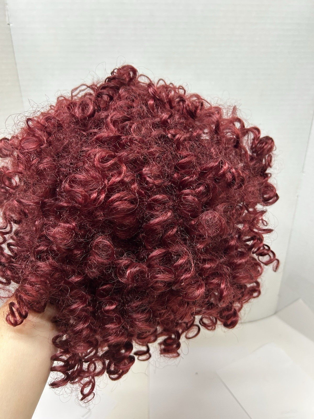 AISI HAIR Curly Red Synthetic Wig Heat Resistant Classic Cap Strap 12 in