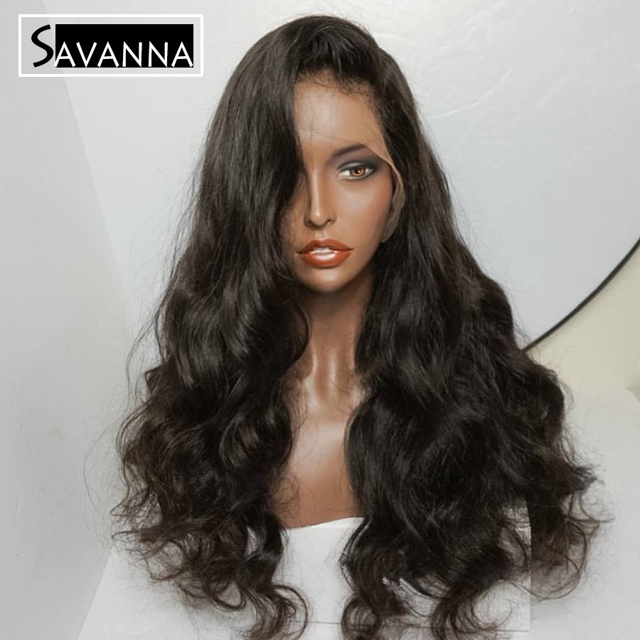 Long Wave Synthetic Lace Front Wigs Natural Black Color Pre Plucked Baby Hair