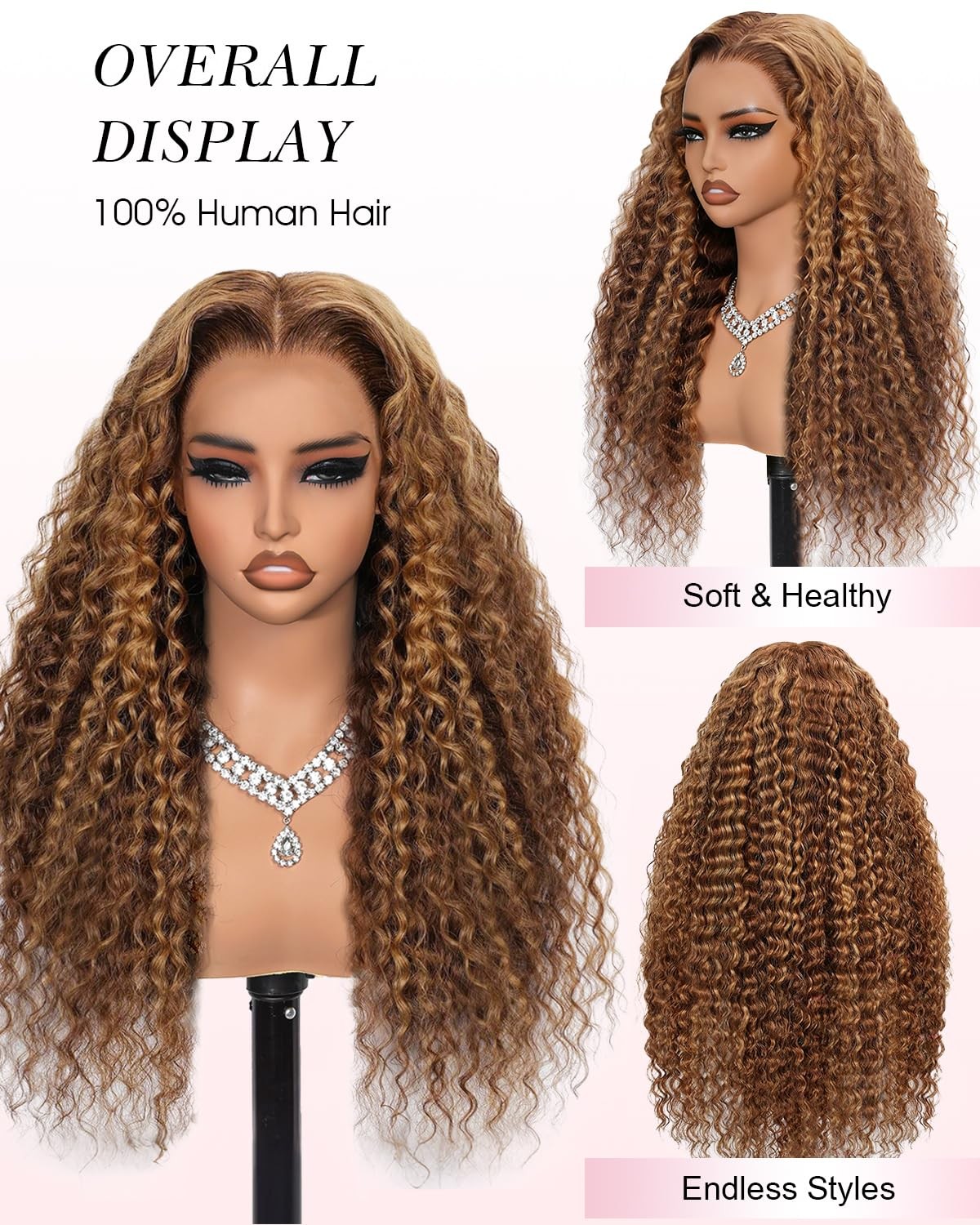 Pull Go Full 13×6 Deep Wave 4/27 Highlight Ombre Lace Front Wig Human Hair 21…