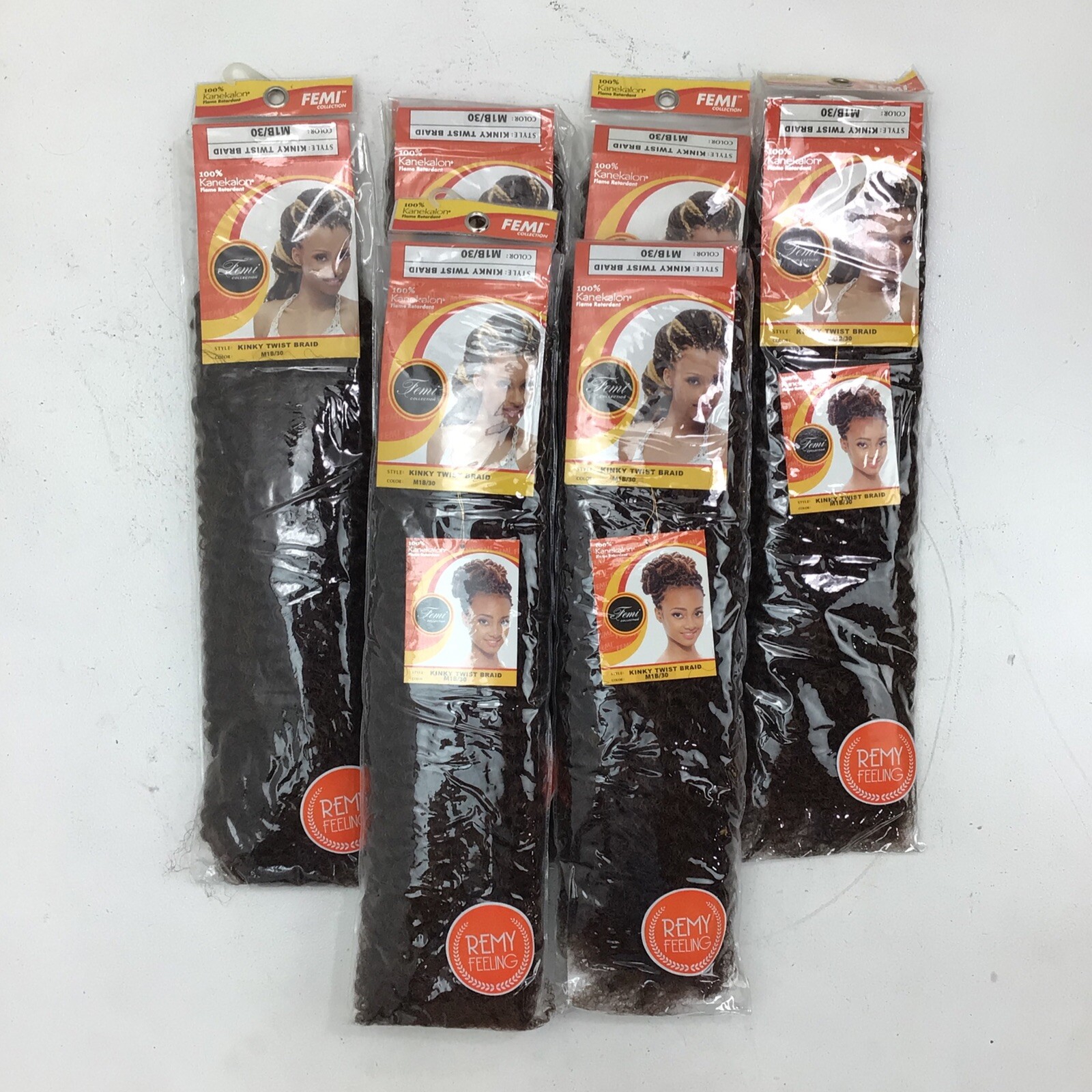 LOT of 6 Femi Collection Kinky Twist Braid 100% Kanekalon M1B/30 FREE SHIPPING