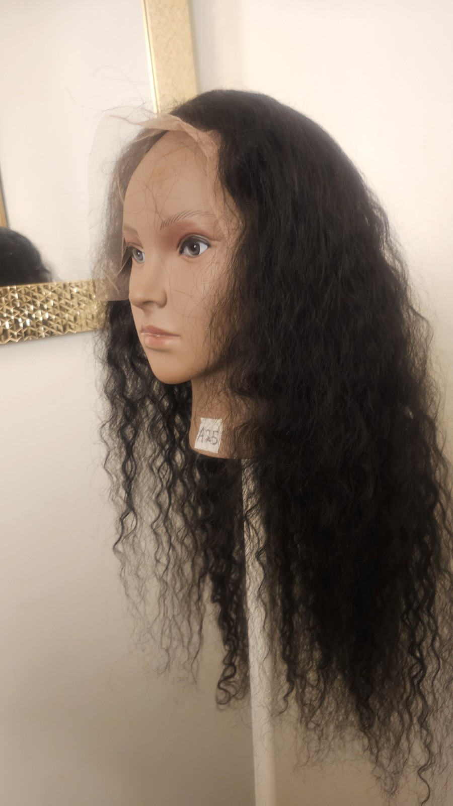 High Quality regular Top Black 24 to 26″ curly 100% Virgin Human Hair Lace Wig