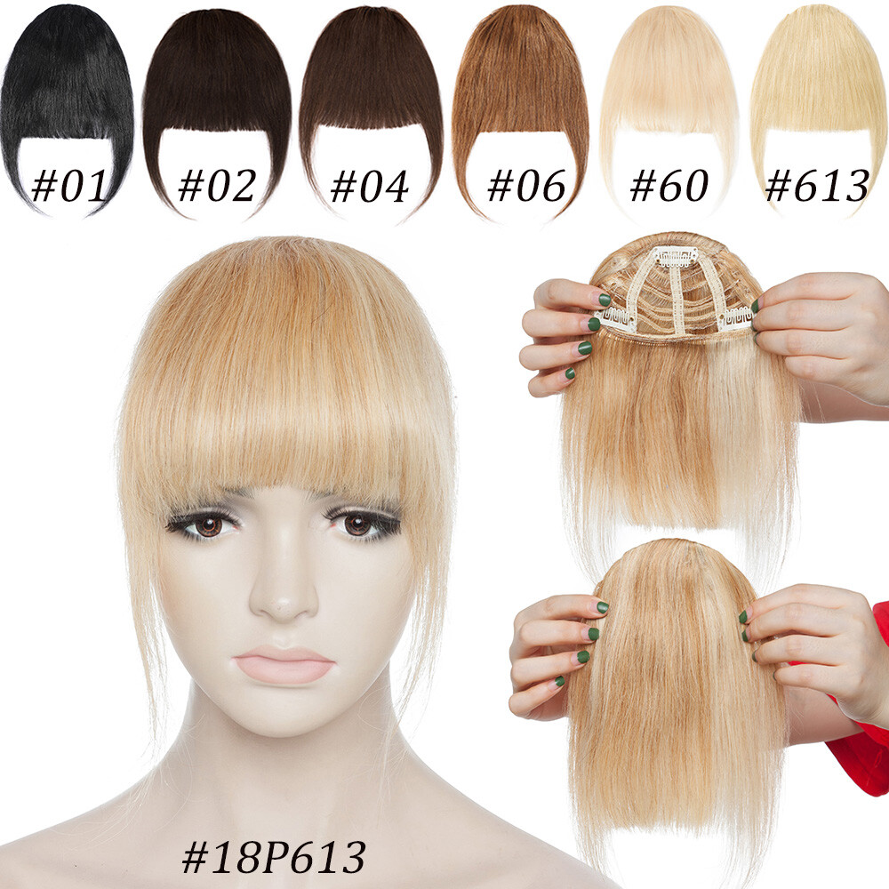 REMY Fringe Bangs Clip In 100% Human Hair Extensions Thin Wispy Front Hairpieces