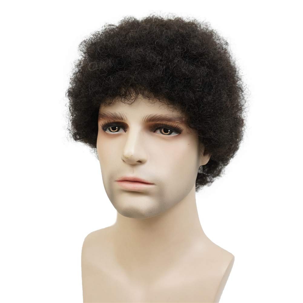 Afro Short Curly Wigs 100% Human Hair Wig for Black Women or Men African America