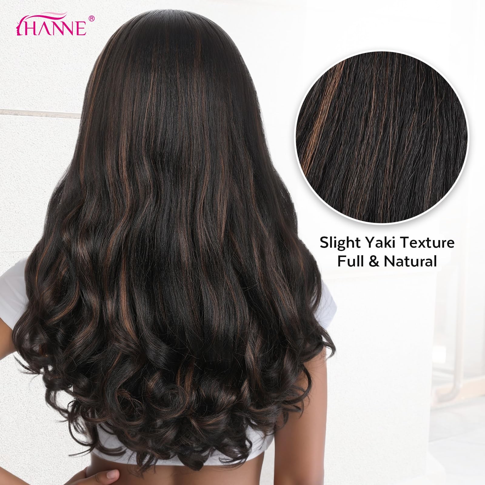HANNE Yaki Curly V Part Wig U Part Synthetic Half Wigs for Black Women 22 Inch H