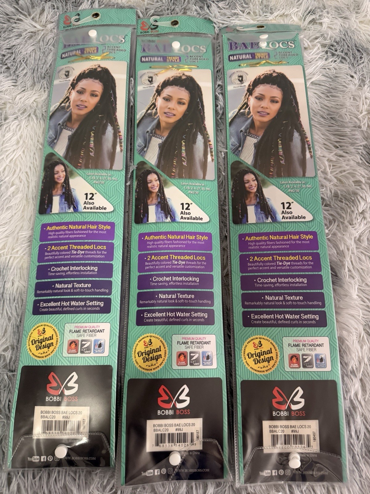 Bobbi Boss Bae Locs 20” 99J Crochet Dreadlocks 3 Packs Flame Retardant