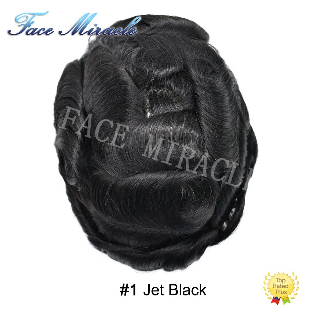Full PU Mens Hair Piece Human Hair Systems 0.1MM Thin Skin Toupee for Men