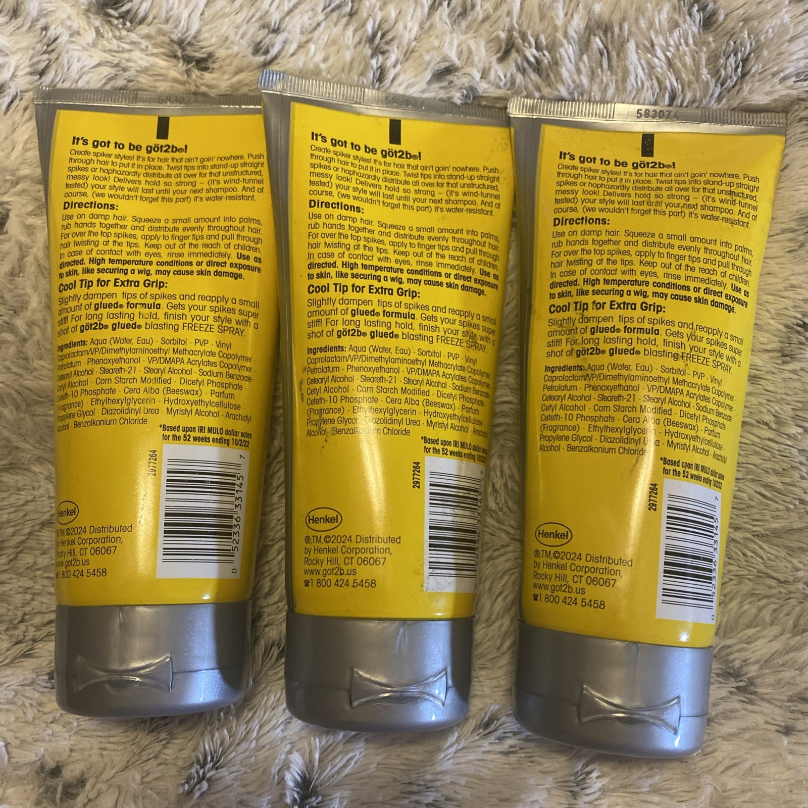 3PK Got2b Glued Styling Spiking Glue ~ Water Resistant ~ 6 FL OZ EA ~ FAST SHIP