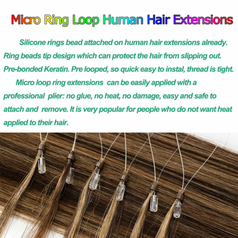 Good Quality Micro Ring Pre Loop 100% Human Hair Extensions 100g Thick Smooth HG