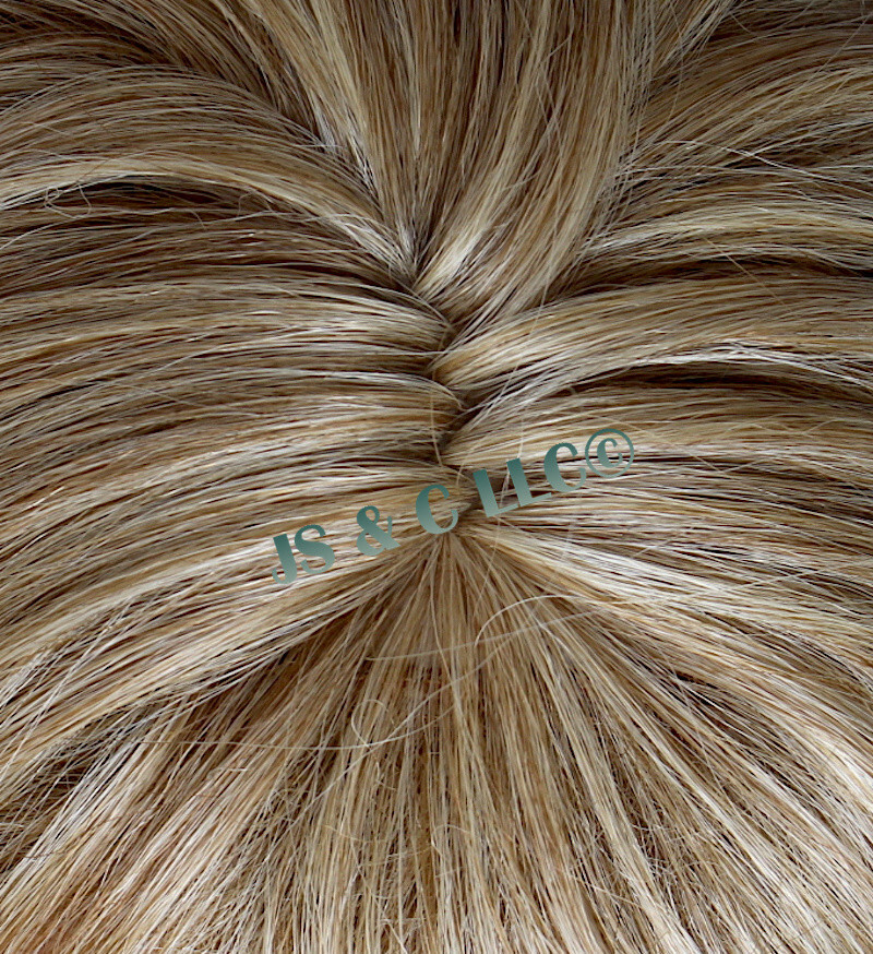Human Hair Blend Wig Heat OK Curly Long Blonde mix Bangs Layered 27-613 NWT WBBT