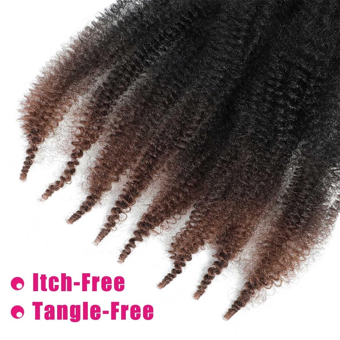 12″ Springy Afro Twist Hair Extensions – Pre Fluffed & Stretched, 3 Packs, Soft