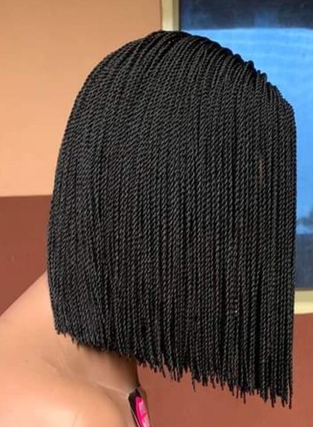 Handmade micro million Bob style braided Senegalese Twist lace Closure.color 1b