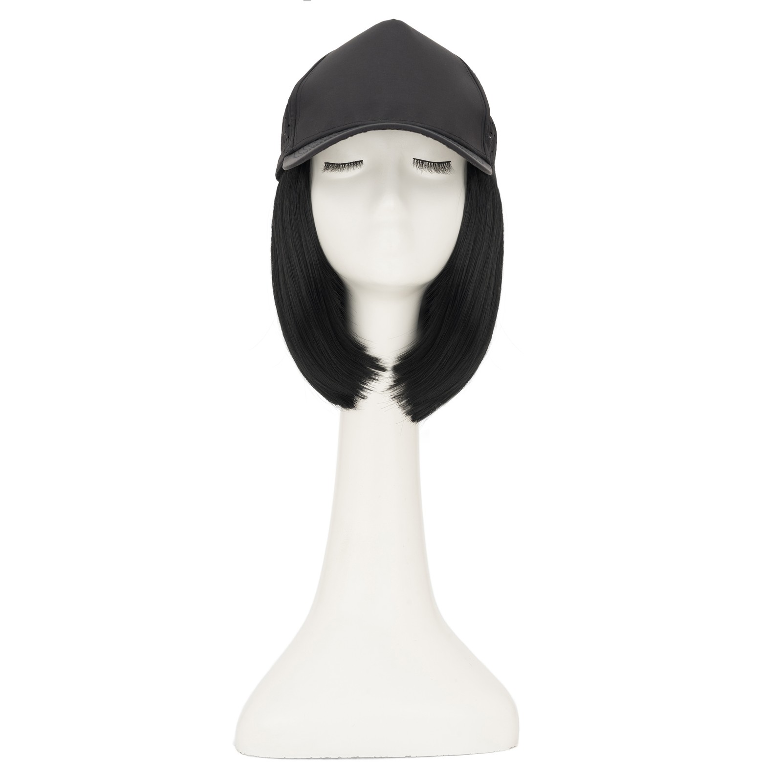 Natural Women Baseball Cap with Hair Extensions Hat with Hairpiece Straight 8in