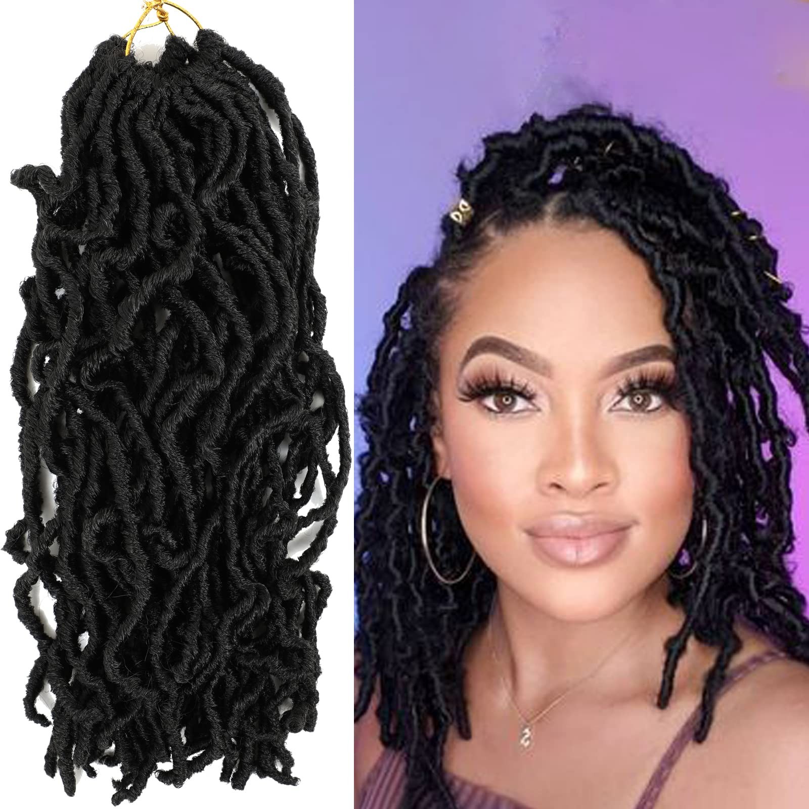 8 Packs Short Faux Locs Crochet Hair 120 Strands 12Inch Soft Locs wavy Dreadl…