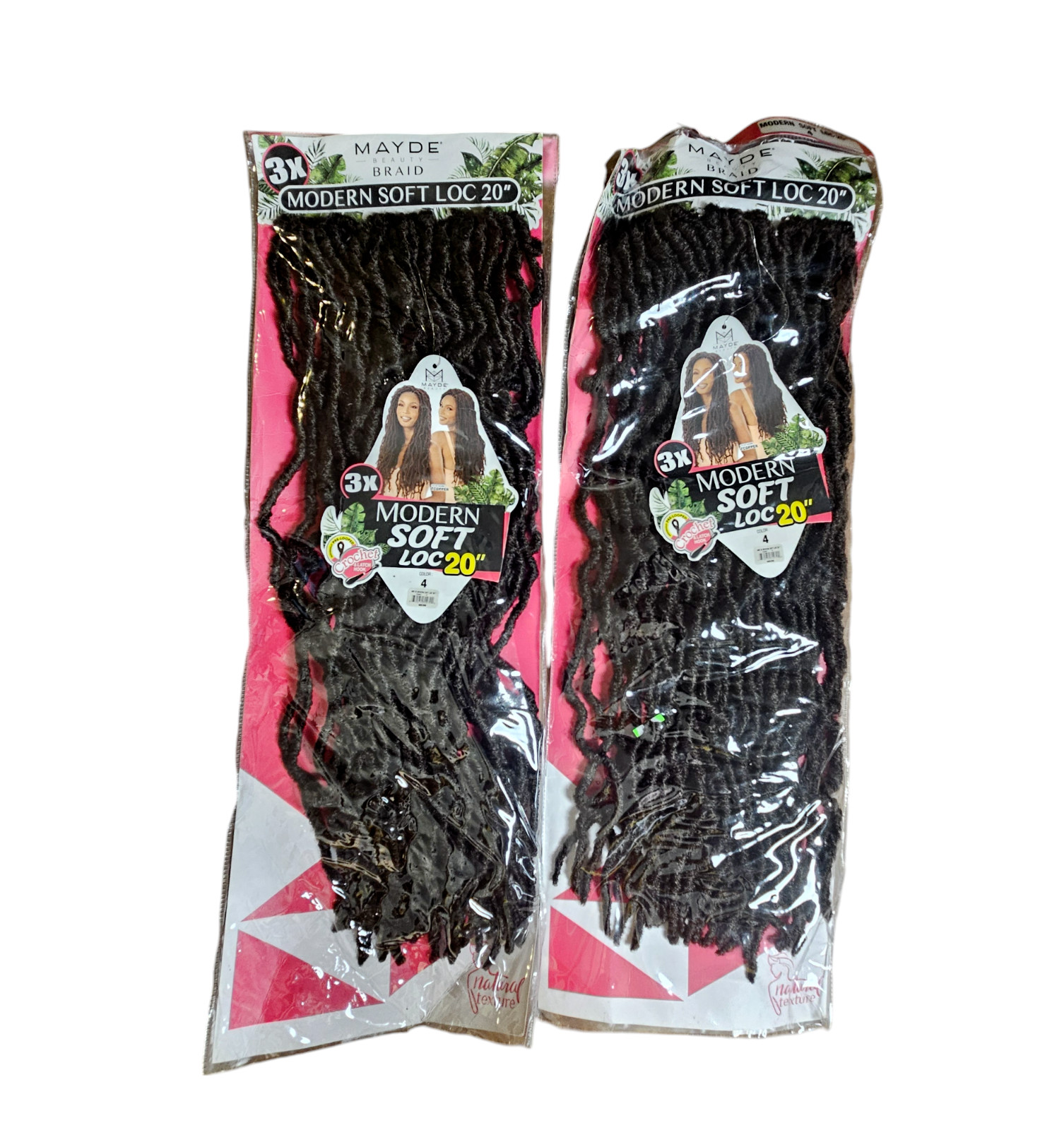 Lot of 2 Mayde Beauty Braid 3X Modern Soft Locs 20″ #4 Natural Texture NWT