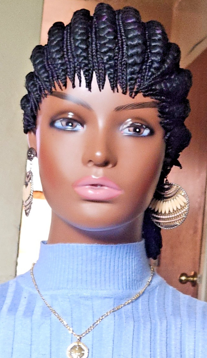 handmade braided cornrows wig pony Elephant 1B mix Dark purple