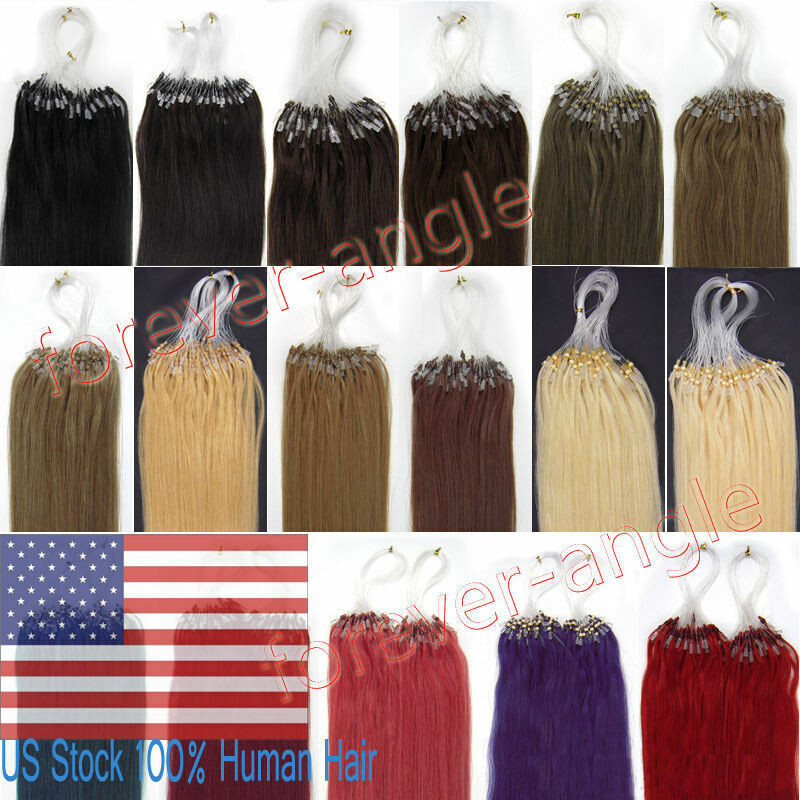 Loop Micro Ring Tip Hair Extensions Real Human Hair Micro Bead Link Colored Hair