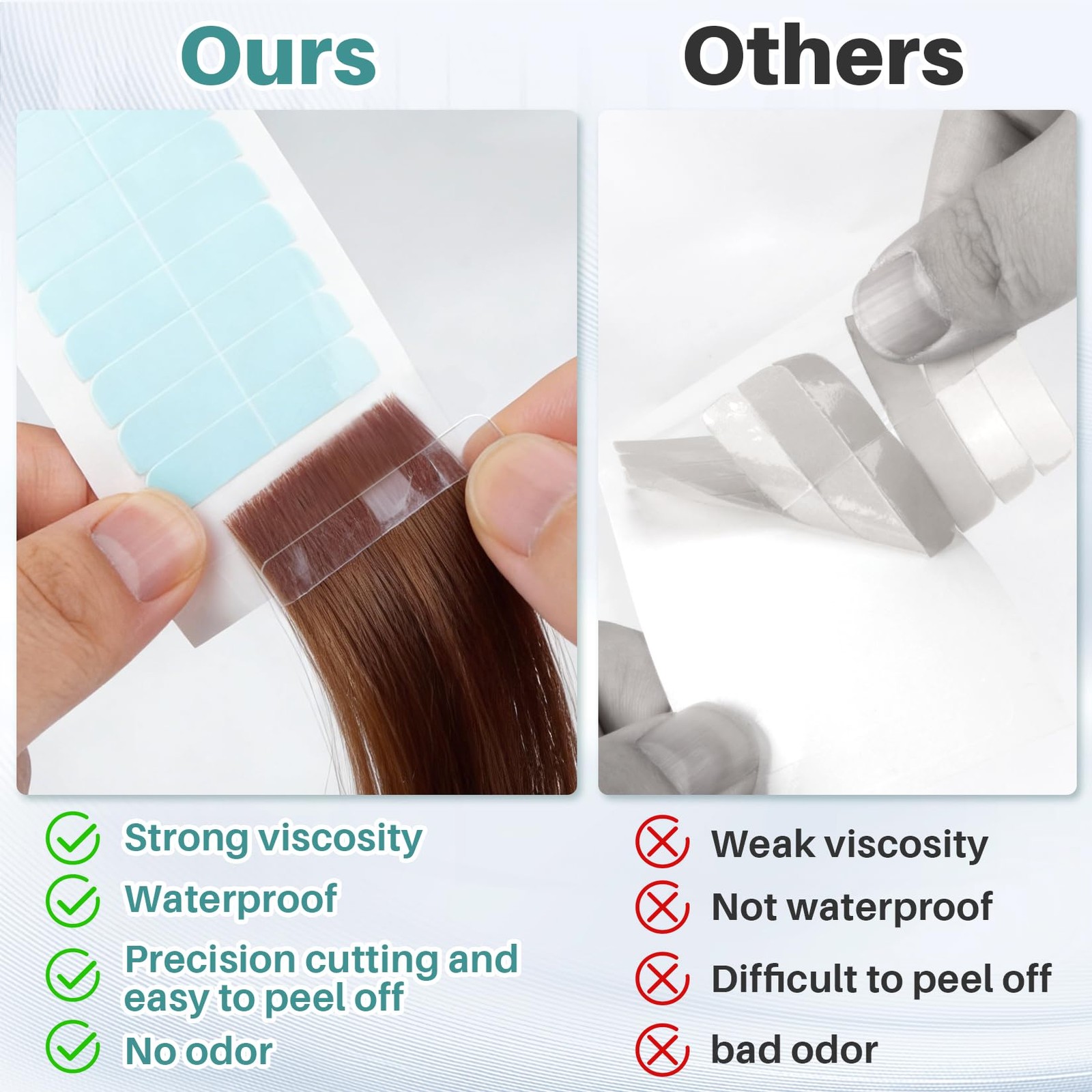 Hair Extension Tape Tabs, Strong Hold Waterproof Tape for Wigs & Extensions