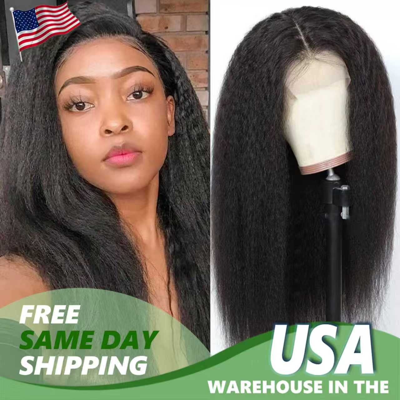 13×4 Natural Color 200% Density Kinky Straigh Transparent Lace Human Hair