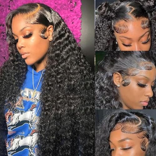 Deep Wave Lace Front Wigs Human Hair 30 Inch 200nsity 13×4 lace front wig