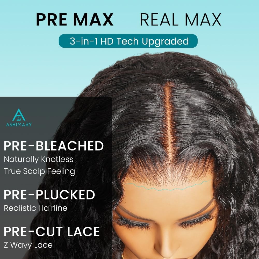 ASHIMARY HAIR Invisi Strap Snug Fit Water Wave 360 Lace Front Wigs Human Hair Sk