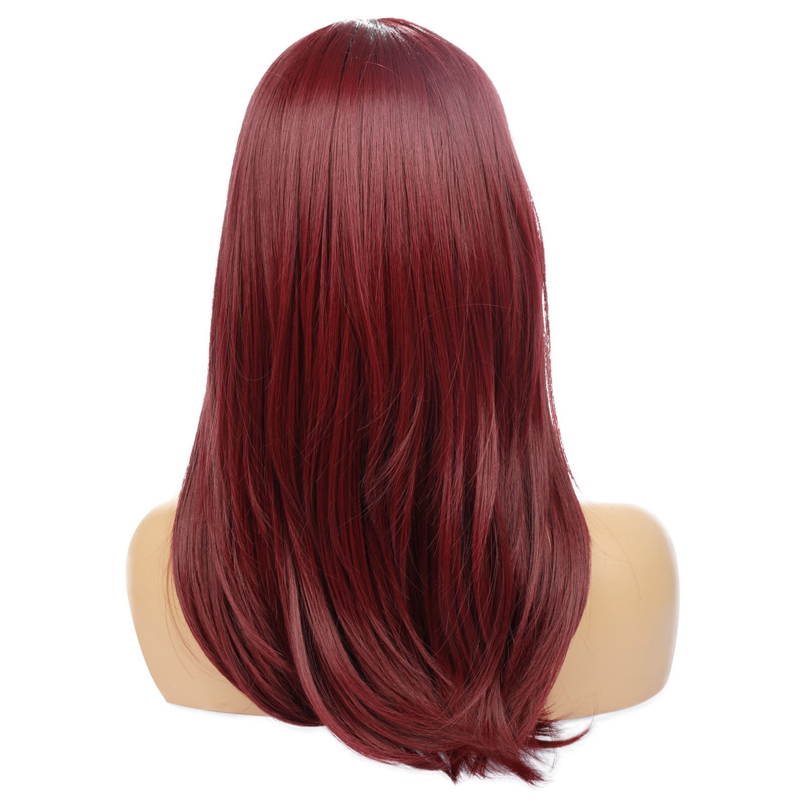 55cm Wine Red Fashion Wig For Women Chemical Fiber High Temperature Silk Wig