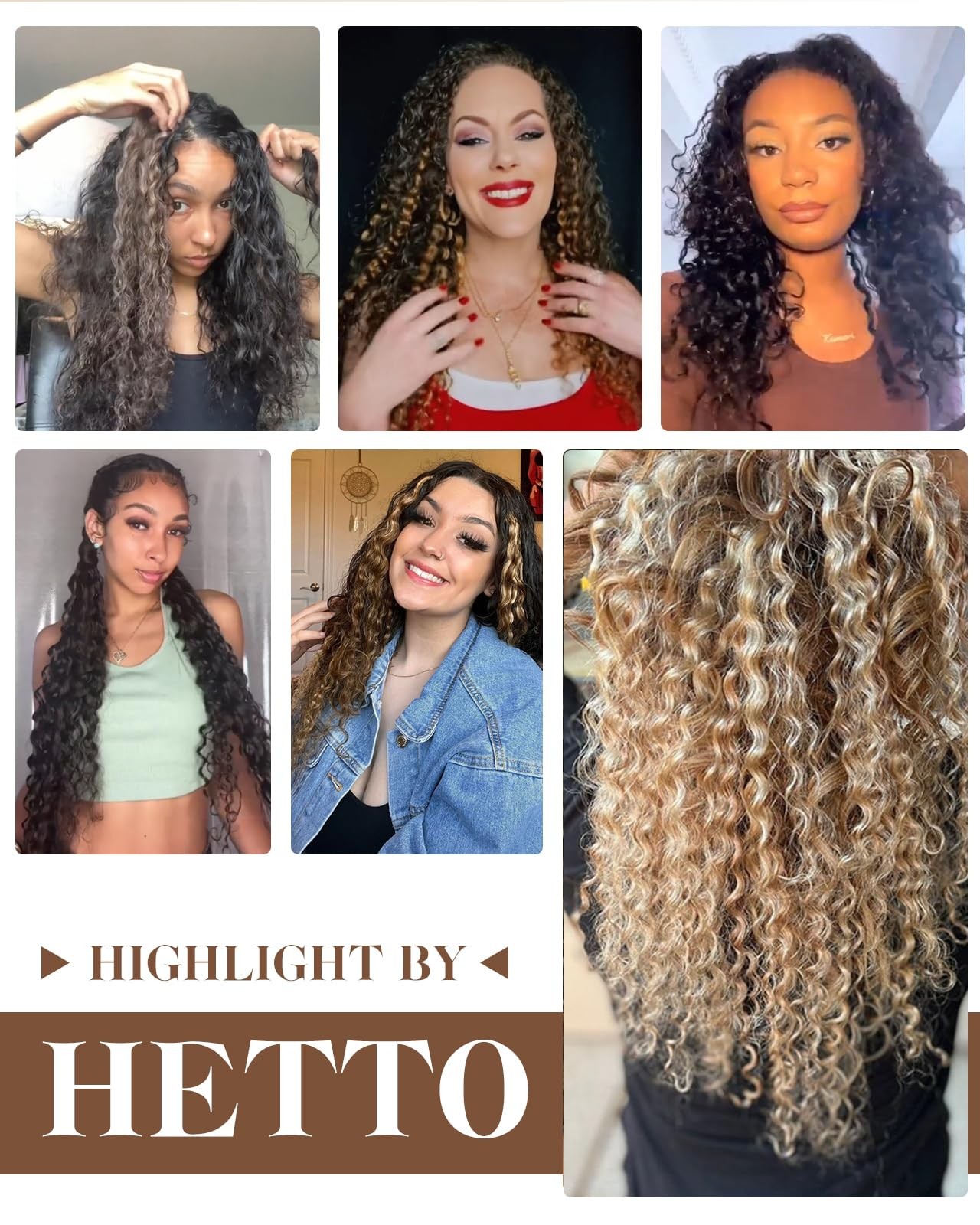 Hetto Curly Clip In Human Hair Extensions Medium Brown 14Inch 120G 7Pcs Kc