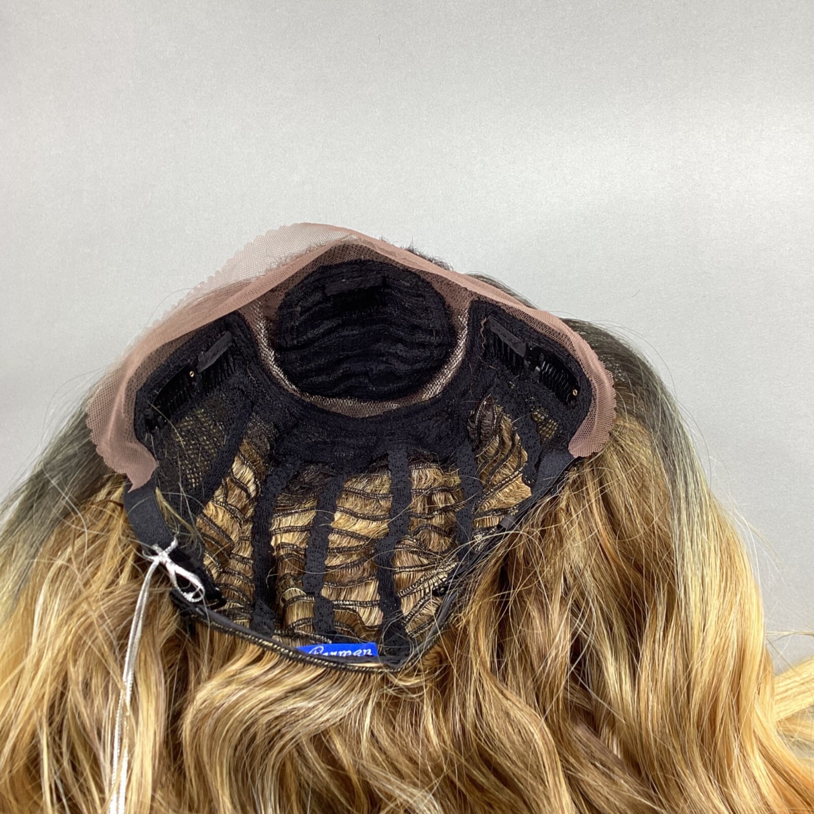 AM Deep Lace Front U-Part Ombre Honey Blonde Wig Top Pony Ponytail Synthetic