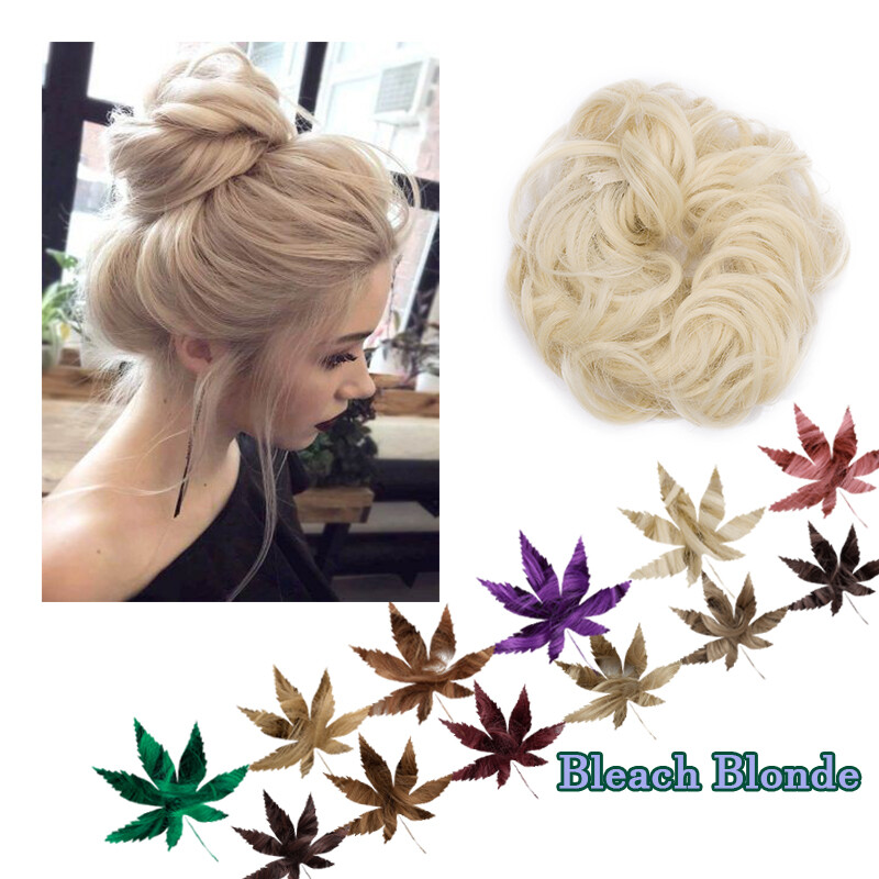 30g-45g Large THICK Curly Messy Scrunchie Bun Updo Wrap on Pony Hair Extensions