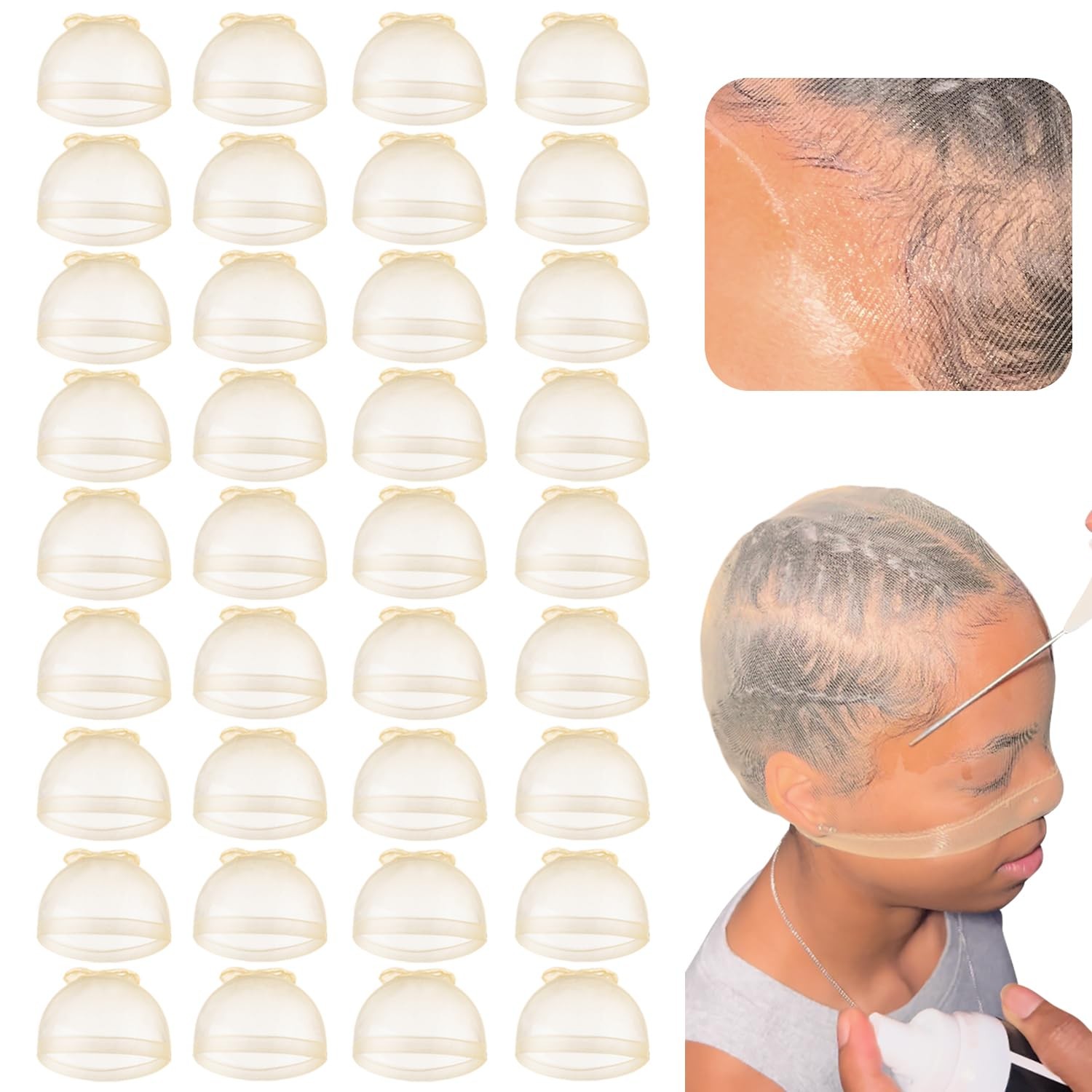 Z-CHARMMY Sheer HD Wig Caps for Lace Front Wig, 36 Pieces 36 pieces, Beige