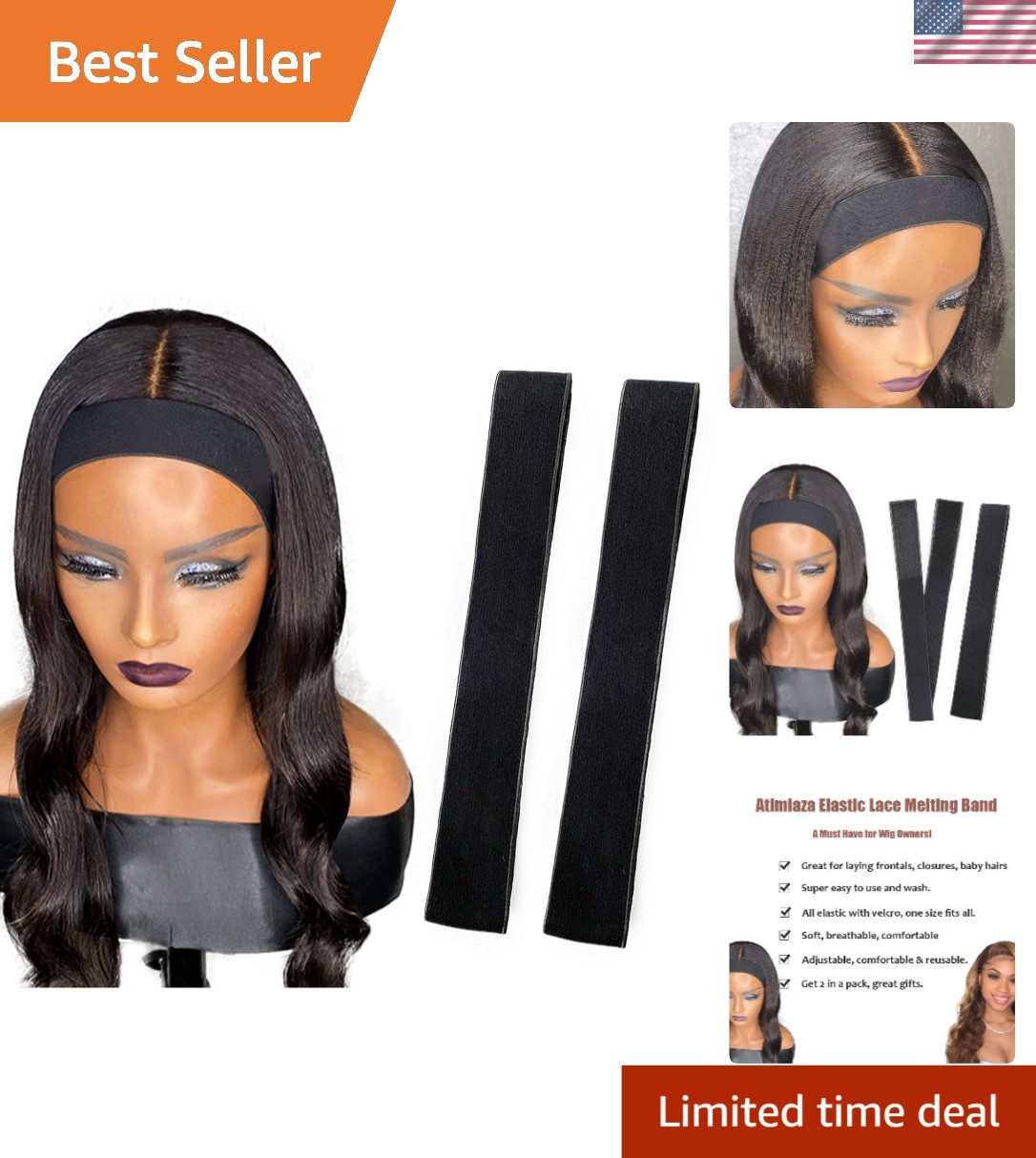 2 Count Elastic Wig Bands for Perfect Lace Closure Melting – Black Essentials